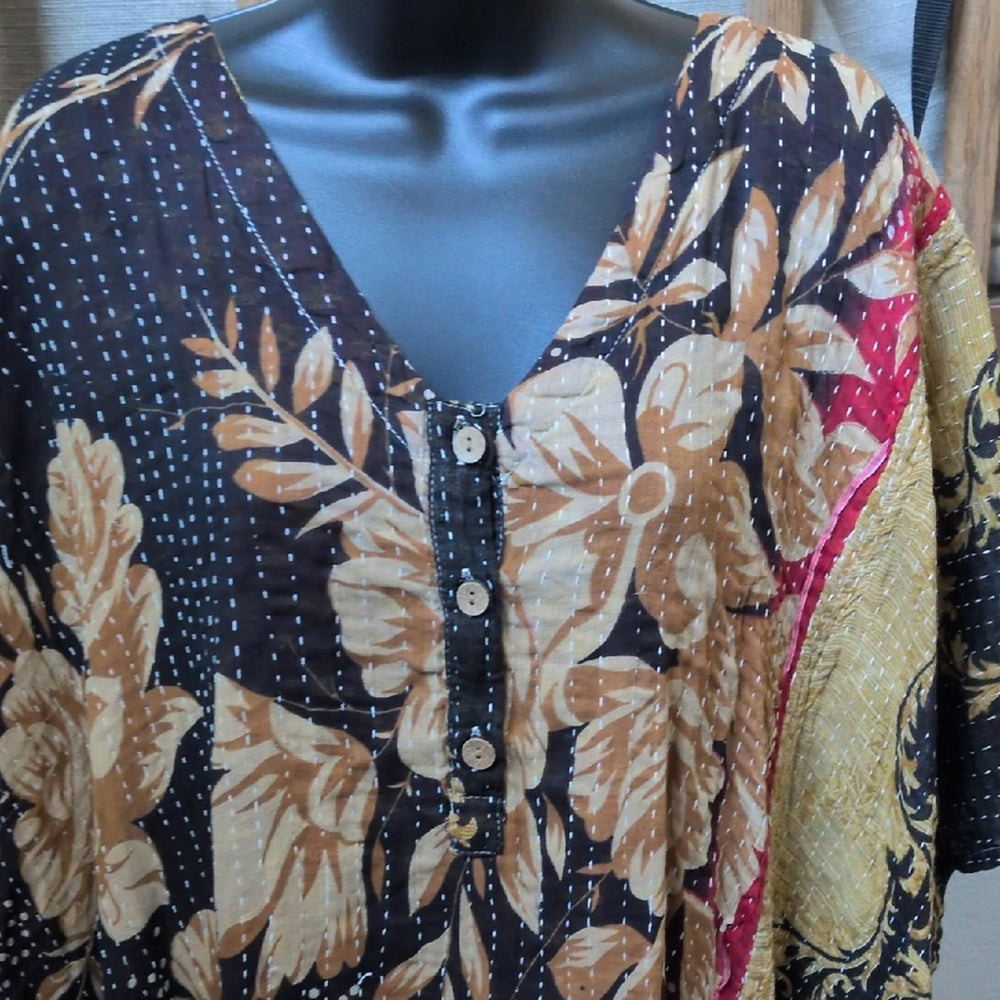 Kantha Bae Midi Moo Dress Gold Floral osfm