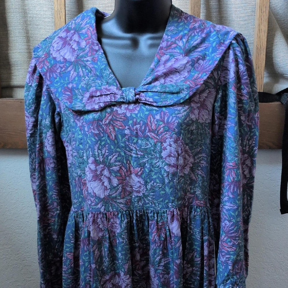 Laura Ashley Purple Floral Cottagecore Vintage Dress - US 10