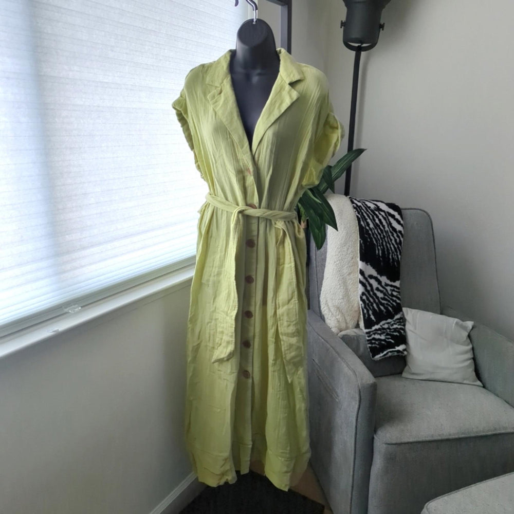 Free people celery green colored shirt dress - Medium