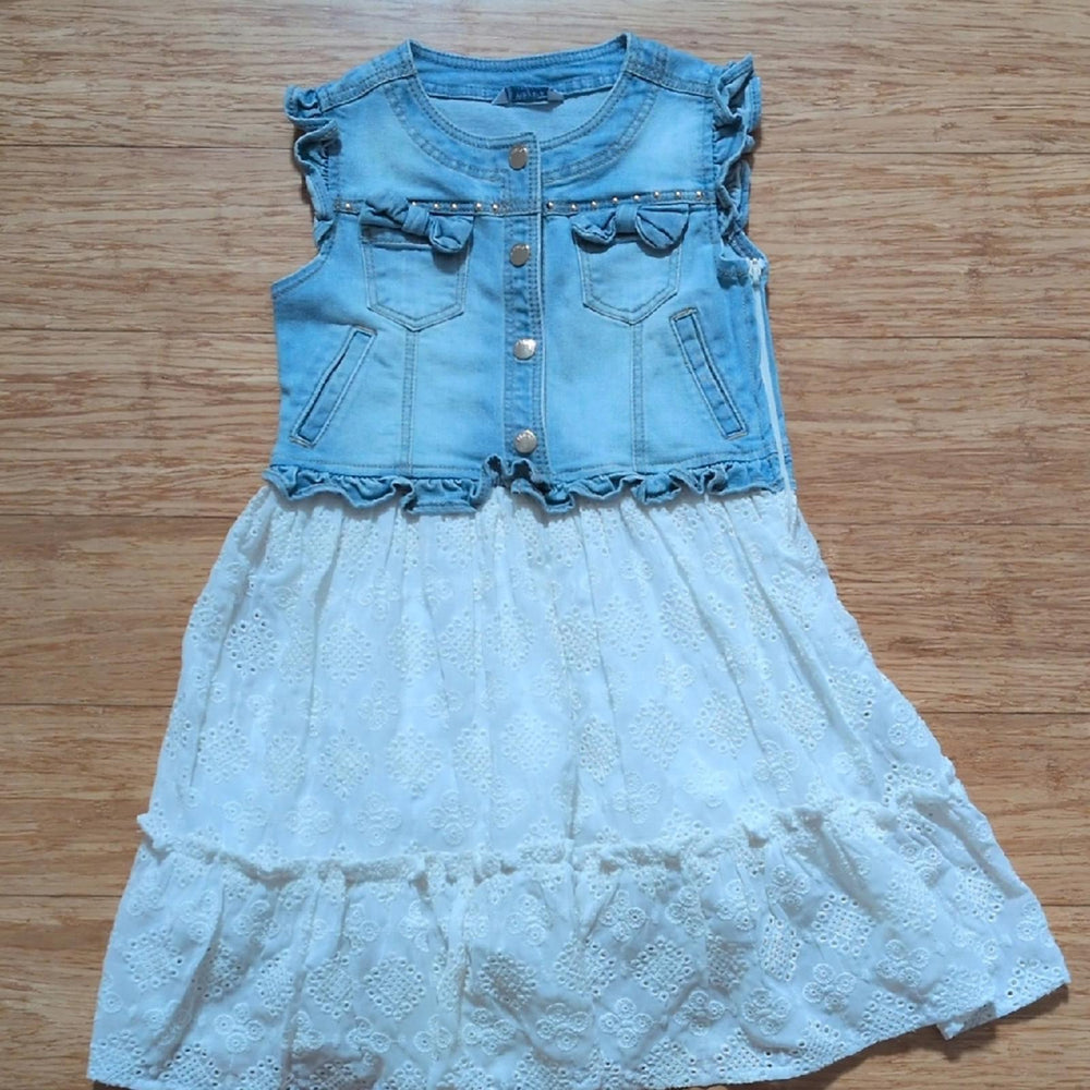 Mayoral Eyelet And Denim Dress - Girls 8