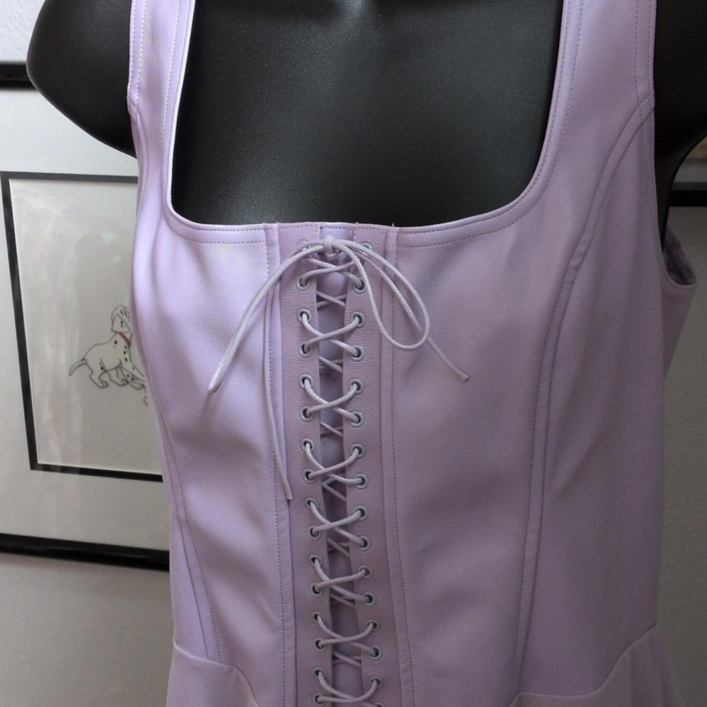 Blackmilk Tie Front Lavender Vegan Leather Mini Dress - US 12