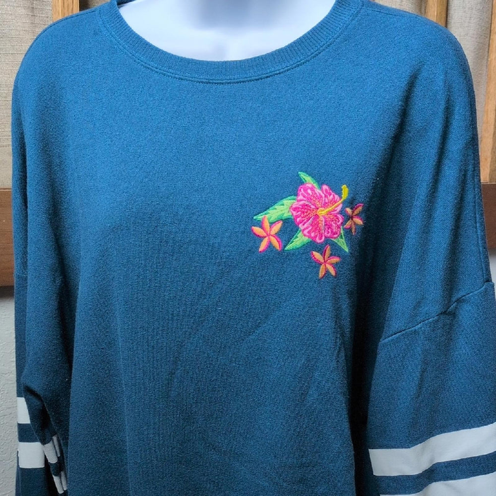 Rare Wildfox Embroidered Hibiscus Floral Sweater