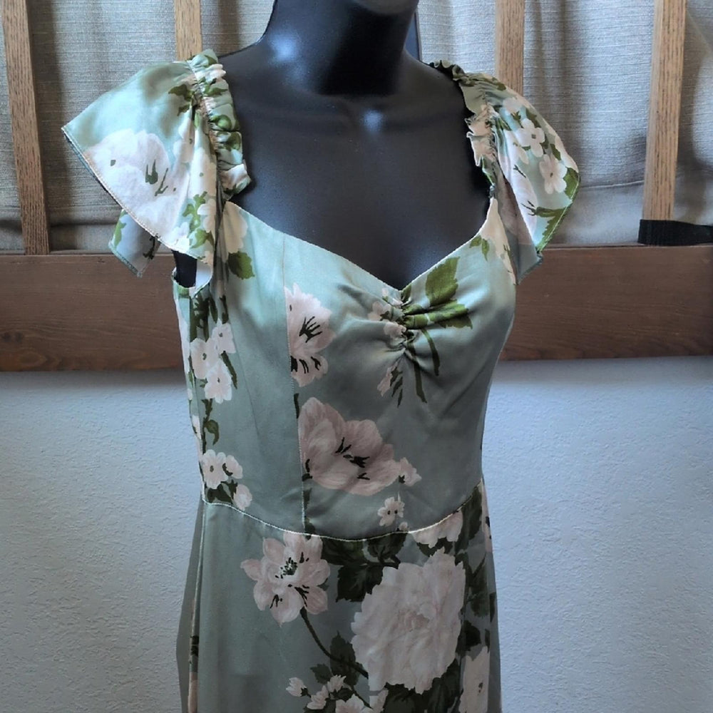 Reformation Sianna Silk Dress In tarragon - US 4