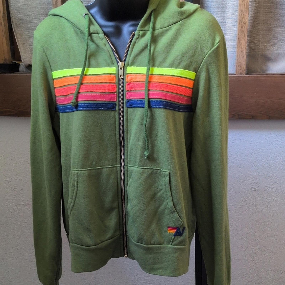 Aviator Nation Green Zip Up Hoodie - XS