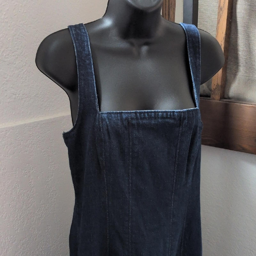 Abercrombie Mila Denim Midi Dress In Dark Denim - Medium