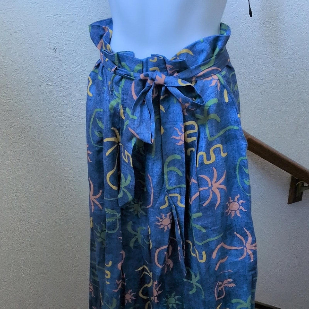 Corey Lynn Calter Linen Tropical Wide Leg Pants - Medium
