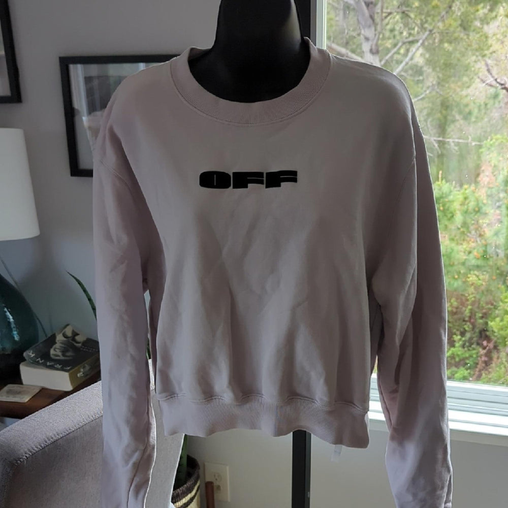 Off white cropped crew sweater