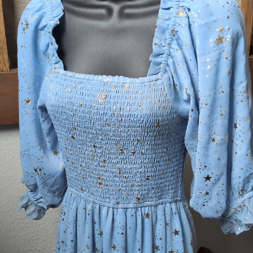 Ivy City Co Starry Nights Midi Dress In Light Blue