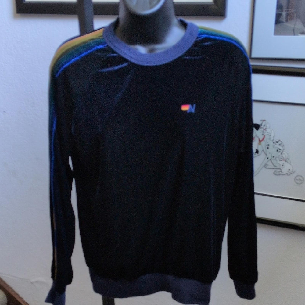 Aviator Nation Blue Velvet Five Stripe Crew Neck Sweater