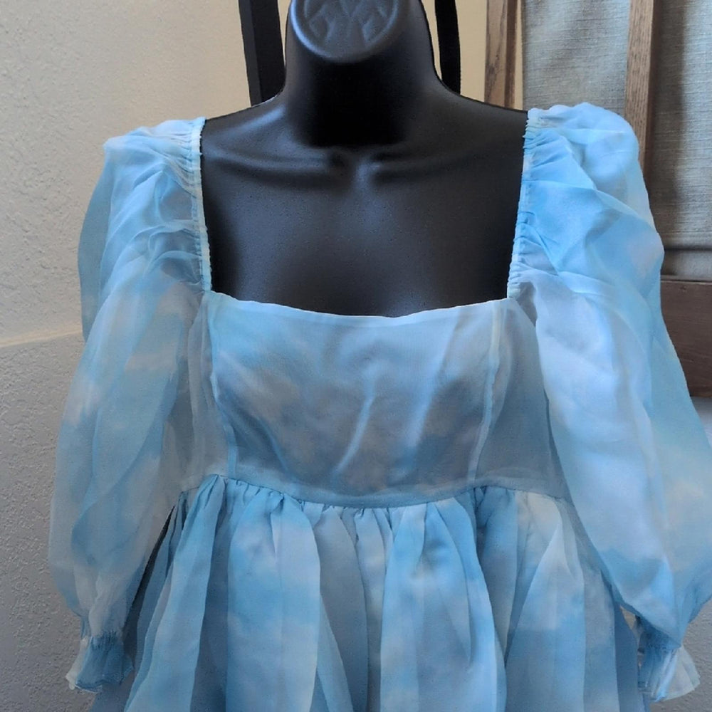 Selkie French Puff Dress In Blue Cloud - Medium
