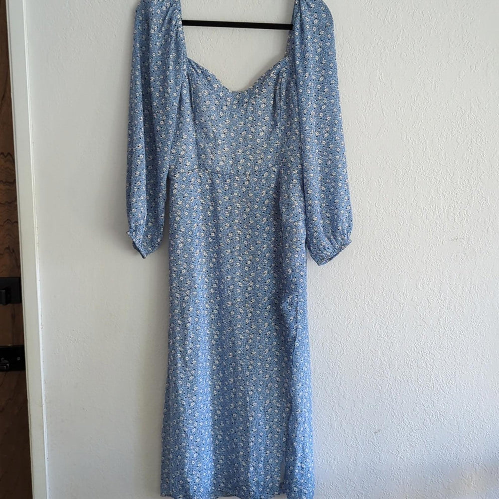 Abercrombie Long sleeve blue floral midi dress