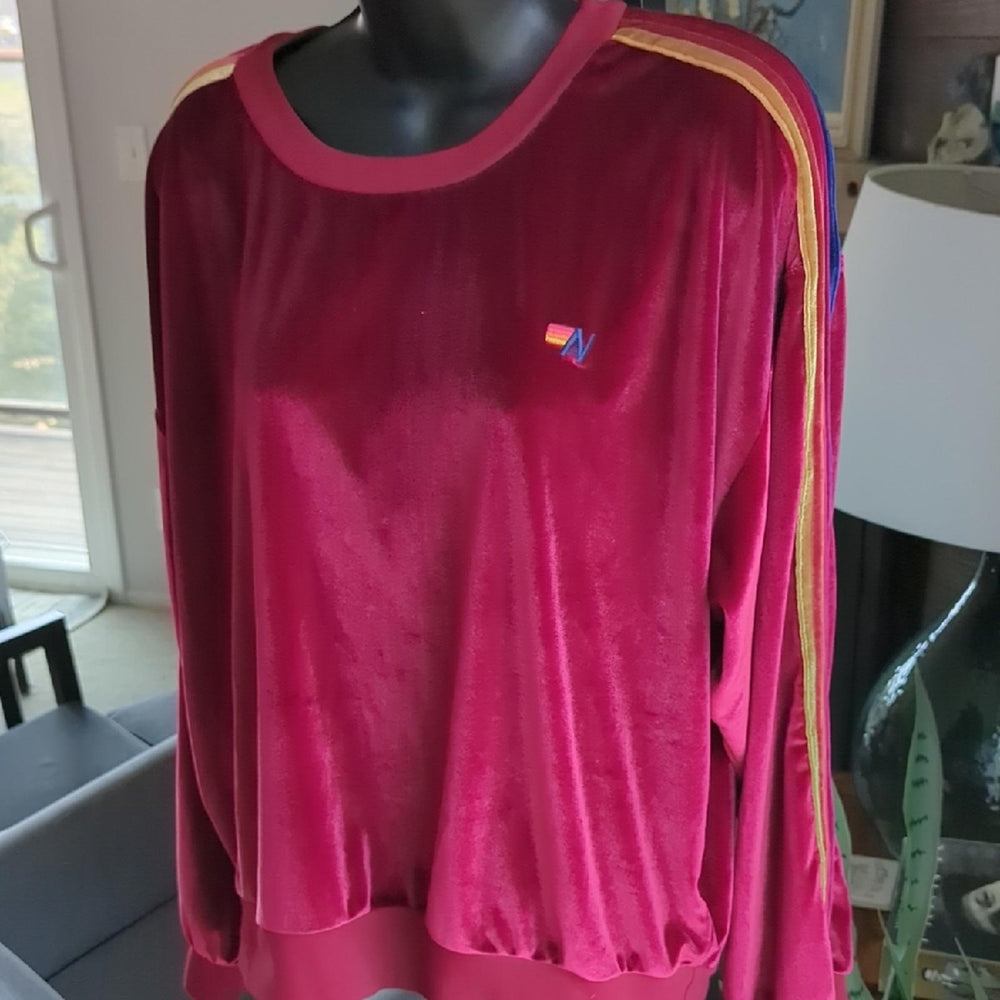 Aviator Nation burgundy velvet crew neck
