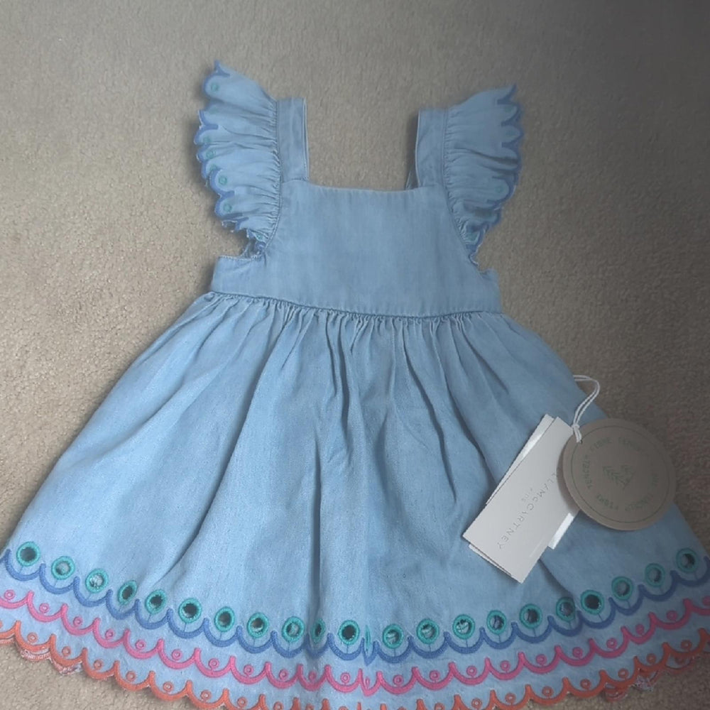 Stella McCartney kids Denim Multicolored Scalloped Dress - 3-6 mo