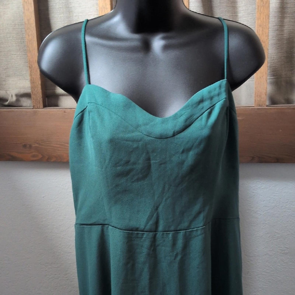 Abercrombie Camille Midi Slit Dress In Emerald - Medium