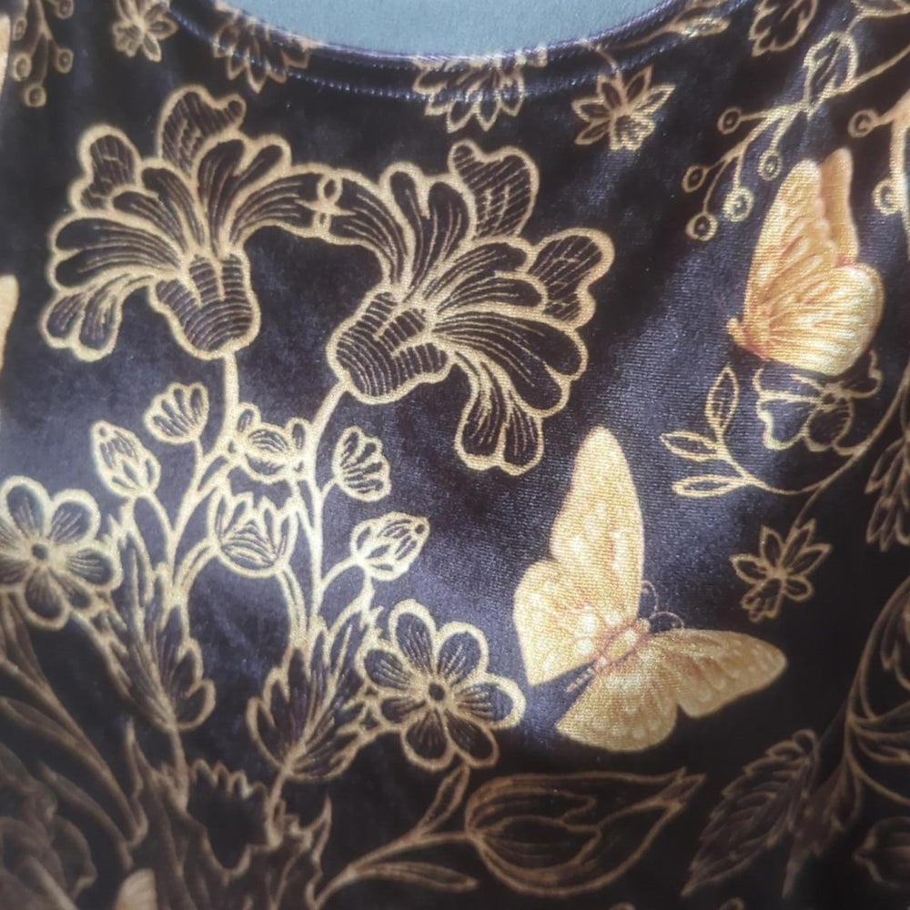 Blackmilk Golden Butterfly Garden Velvet Princess Limited Midi Dress