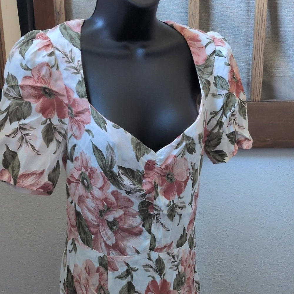 Reformation Ophelia Pink Floral Midi Dress