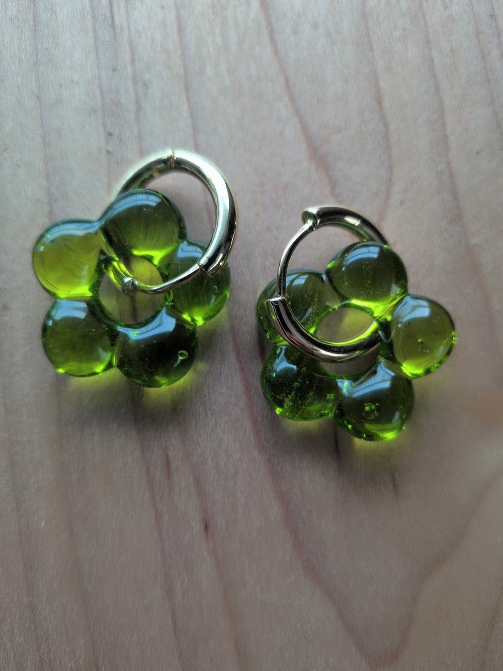 Lampshade glass statement hoops by Sunny Z Jewelry