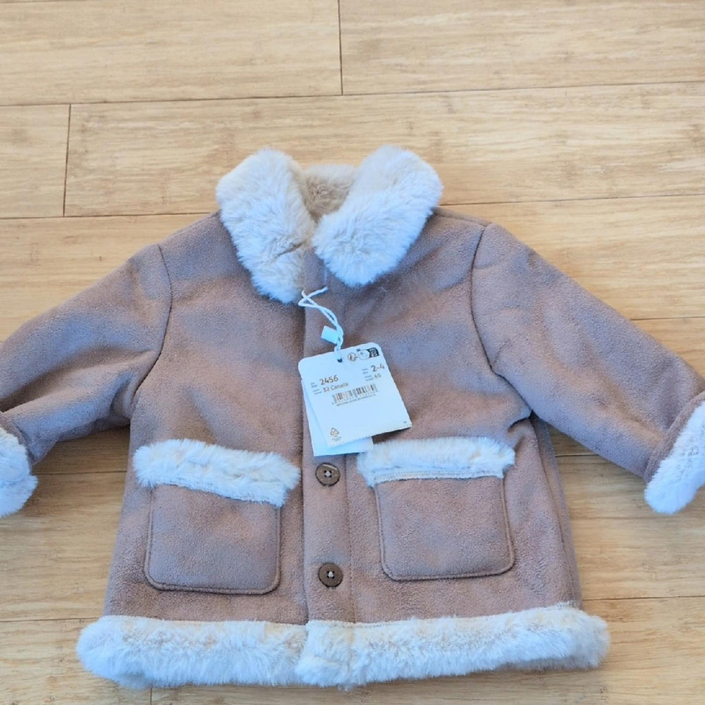 Mayoral Newborn Sherpa Jacket In Canela - 0-3 mo