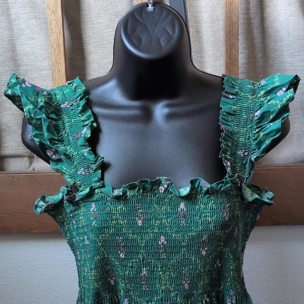 Hill House Ellie Nap Dress In Emerald Trellis Print