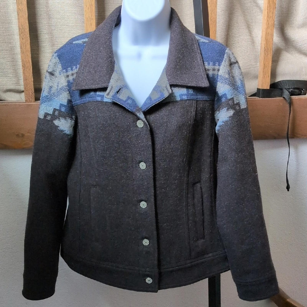 Pendleton Blue Aztec Wool Short Jacket