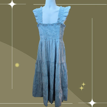 Quince Organic Cotton Poplin Smocked Midi - XL