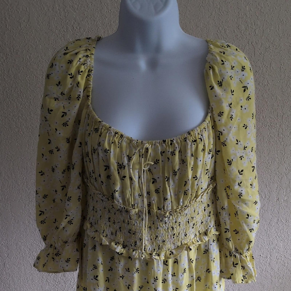 For Love and Lemons Chrysanthemum Midi Dress in Lemonade