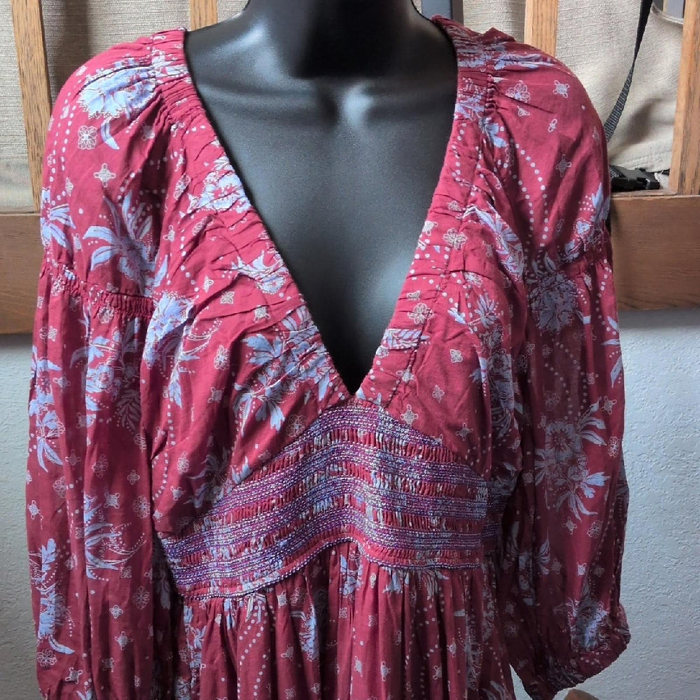 Free People Golden Hour Wine Combo Maxi Dress - Medium