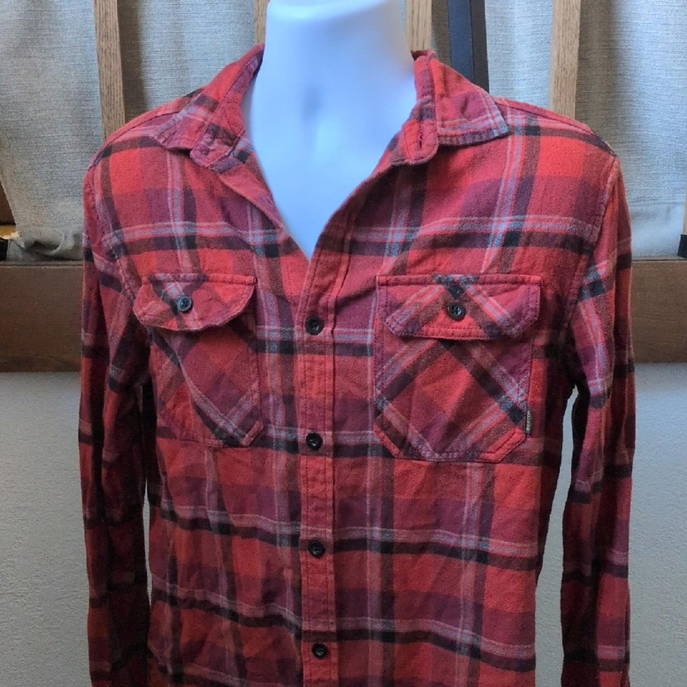 Men's Red And Burgundy Burton Plaid Flannel Shirt