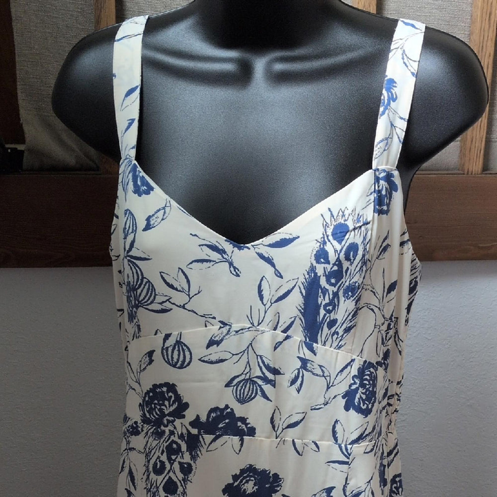 Abercrombie Tiered Ruffle Drama Maxi Dress In Blue Peacock Floral - Medium