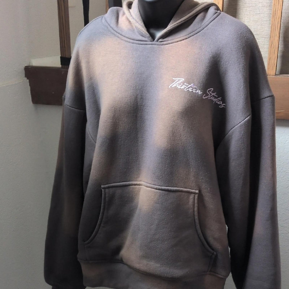 Thirteen Studios Double Layered Hoodie Black Acid Washed