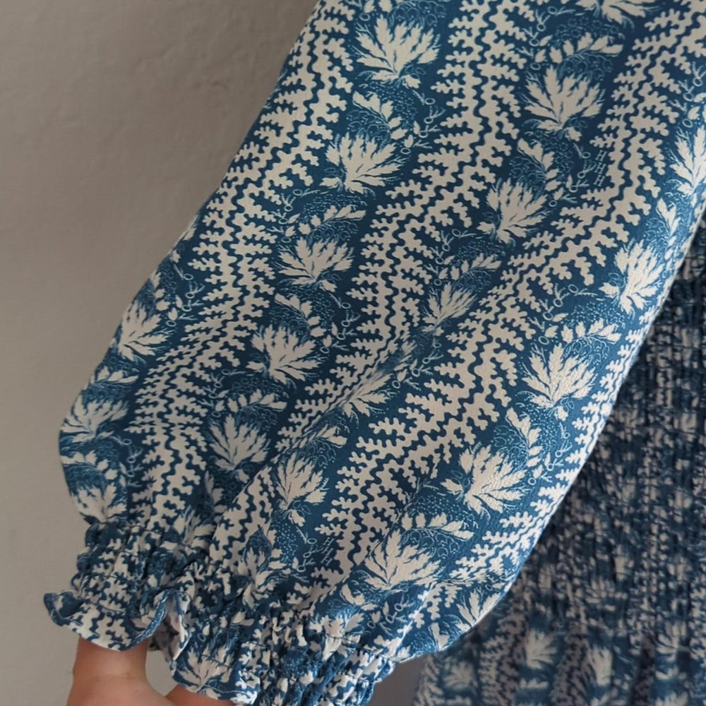 Hill House home rare Louisa nap dress in trailing blue vine