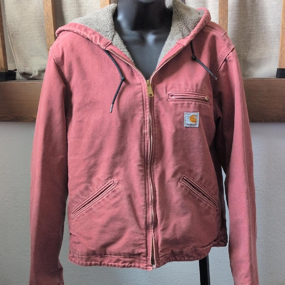 Carhartt Duck Canvas Sherpa Lined Jacket In Rose
