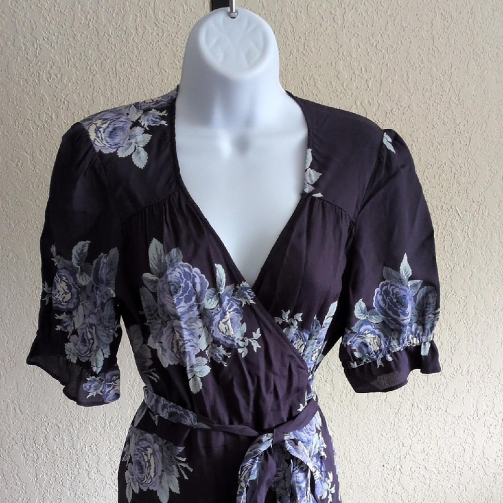Reformation Blue Rose Wrap Dress