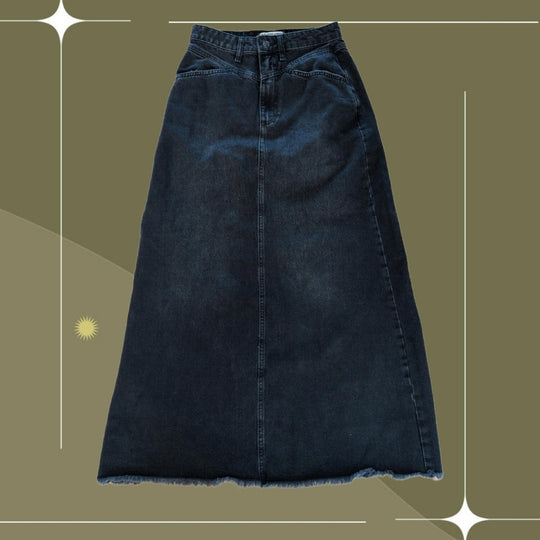 We The Free Come As You Are Black Maxi Denim Skirt - 0