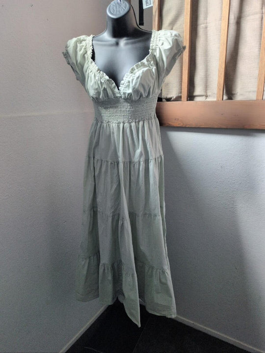 WeWoreWhat sage green puff sleeve smocked midi dress - S