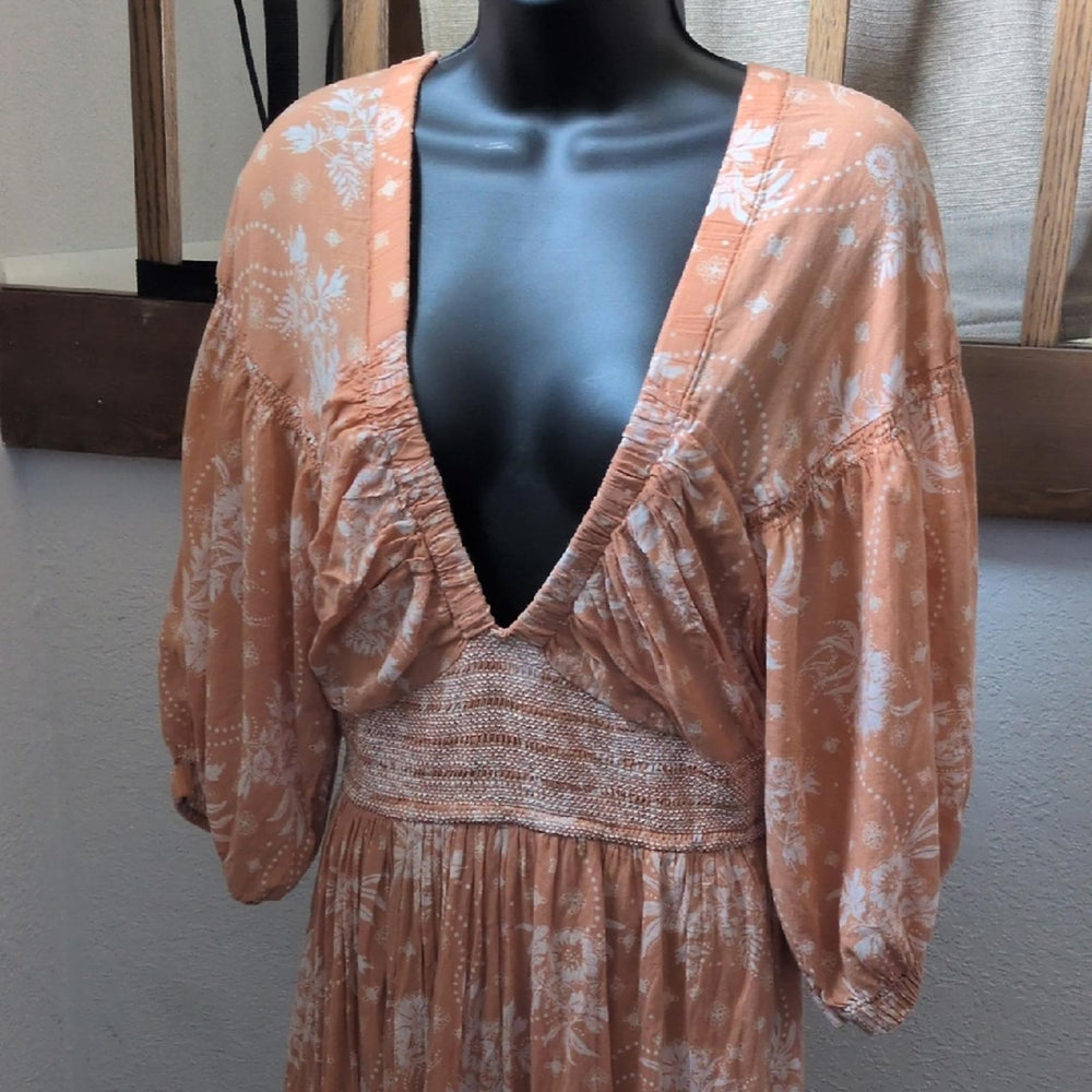 Free People Golden Hour Maxi Dress In Sable Size S *Sleeve Stitched Error*