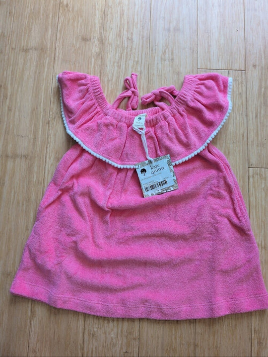 Kate Quinn Off Shoulder Ruffle Tunic Cover Up Size 18-24 Mo In Tropical Pink
