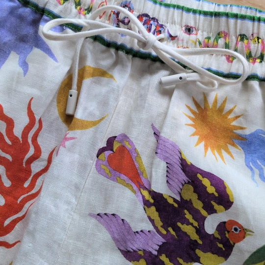 Alemais Printed Linen Seeker Shorts