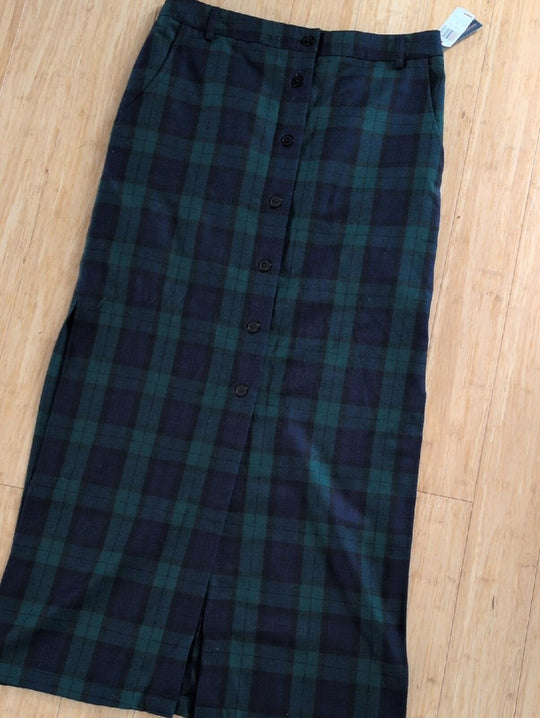 Pendleton Blackwatch Navy And Green Plaid Wool Skirt Size 6