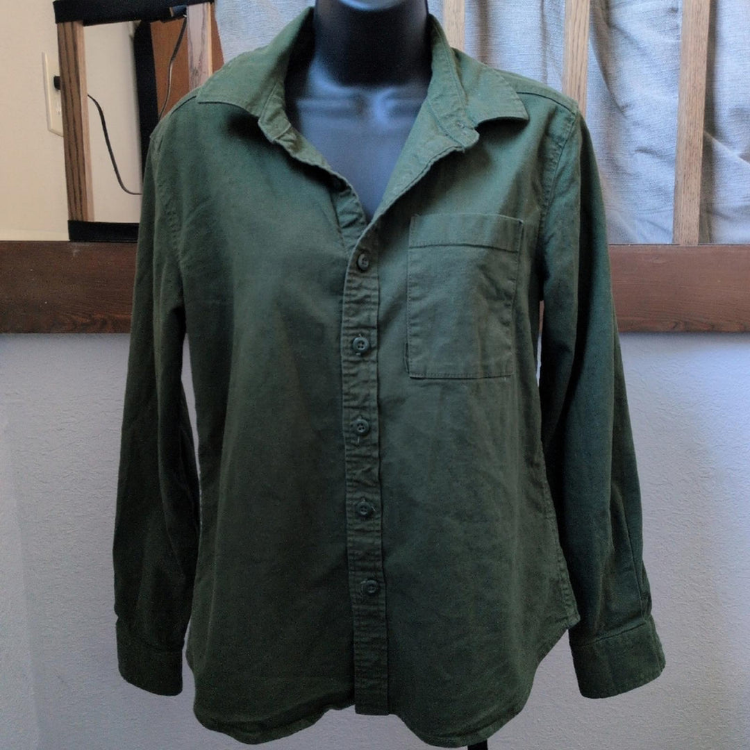 Topo Designs Womens Dirt Shirt Long Sleeve In Dark Olive - Medium