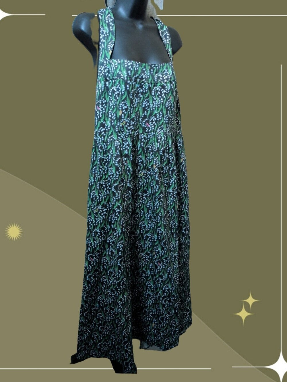 Hill House Home Fleur Midi Dress in lily of the Valley Black - XXL