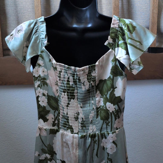 Reformation Sianna Silk Dress In tarragon - US 4