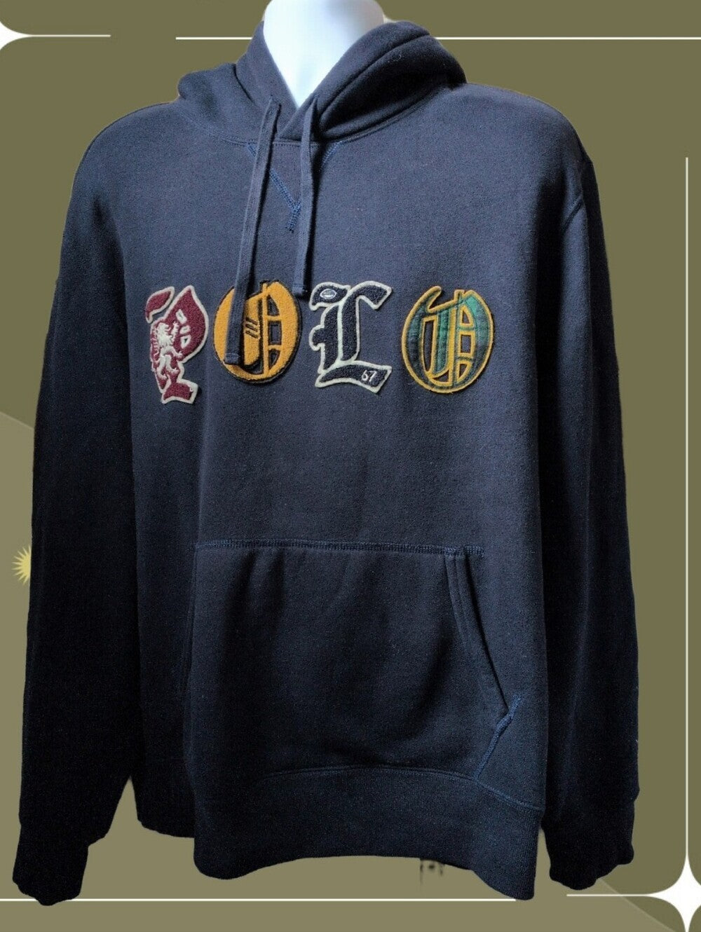 Ralph Lauren Polo hoodie  Old English font logo Hoodie - XL