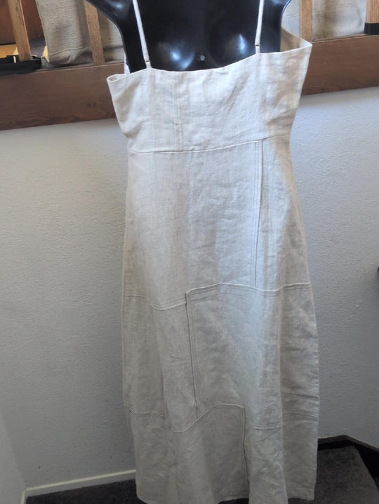 Dissh Catie Linen Natural Patchwork Dress - US 8