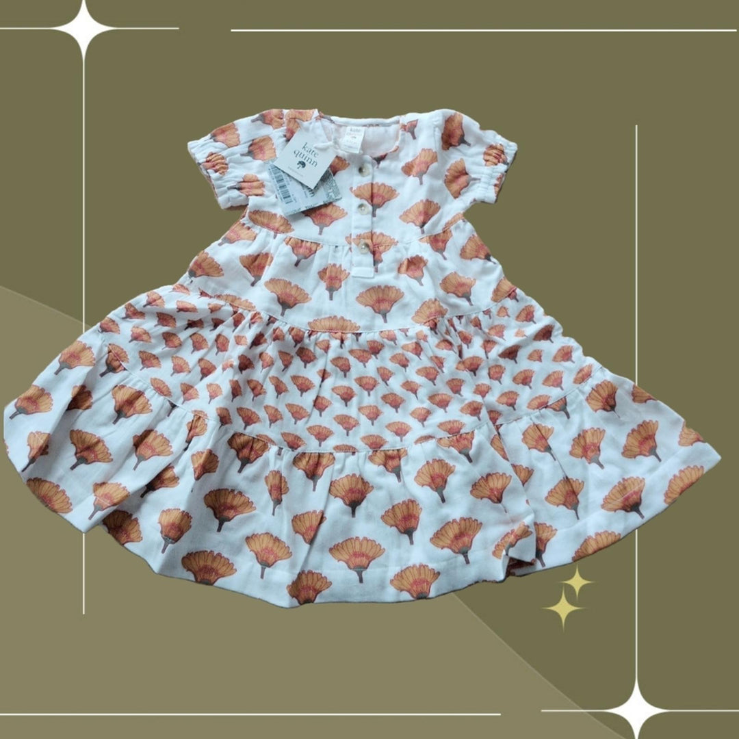 Kate Quinn Short Puff Sleeve Prarie Dress In Large Marigold  - 6-12 Mo
