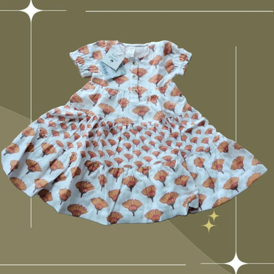 Kate Quinn Short Puff Sleeve Prarie Dress In Large Marigold  - 6-12 Mo