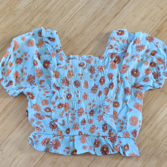 Girls Lemon Kiss Cropped Floral Shirt - Girls 4