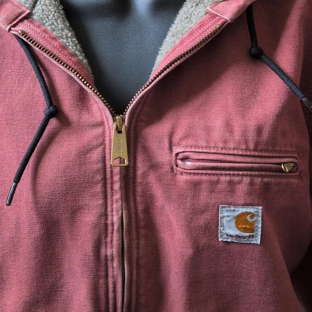 Carhartt Duck Canvas Sherpa Lined Jacket In Rose