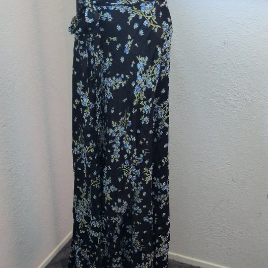 Reformation Blue Floral Viscose Maxi Wrap Skirt - S/M
