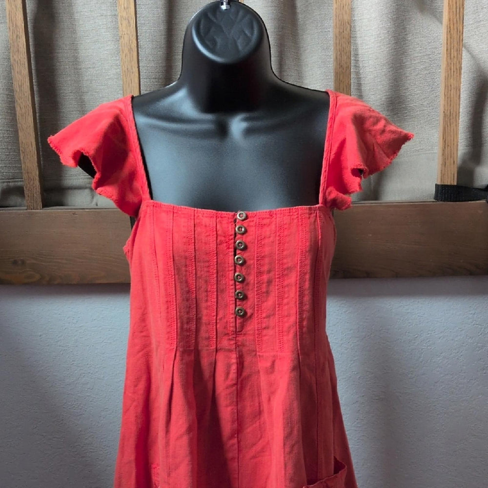 Pilcro Flutter Sleeve Midi Dress In Cayenne Red Size XS